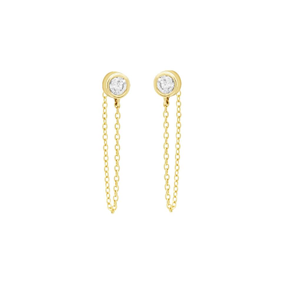 14k Gold Diamond Chain Earrings - Aureli Jewelry