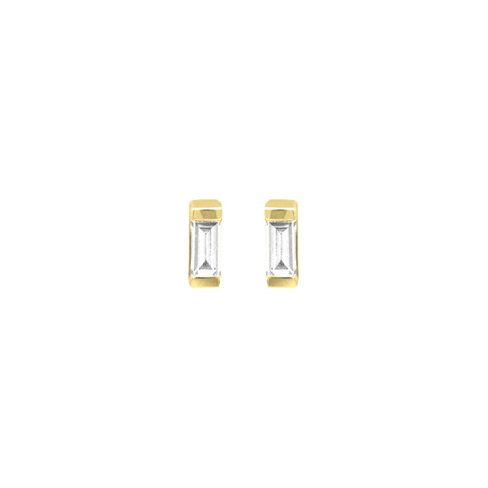 14k Gold Single Baguette Earrings - Aureli Jewelry