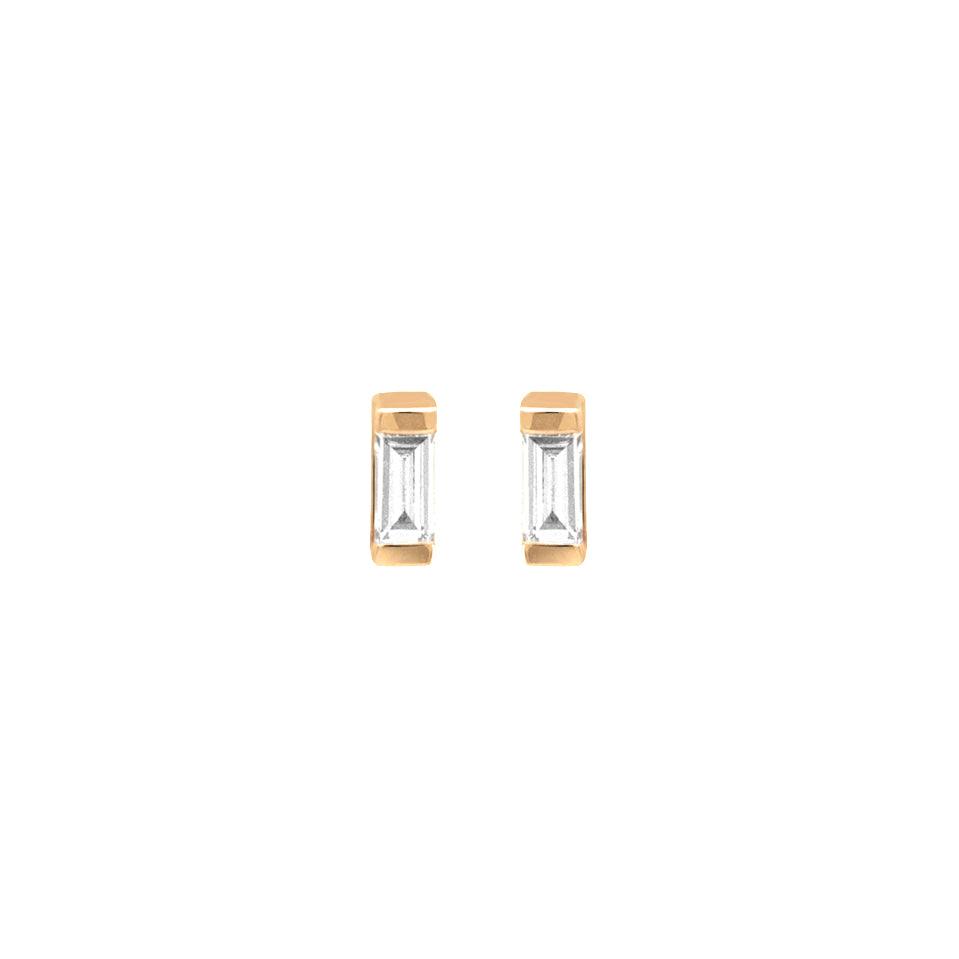 14k Gold Single Baguette Earrings - Aureli Jewelry