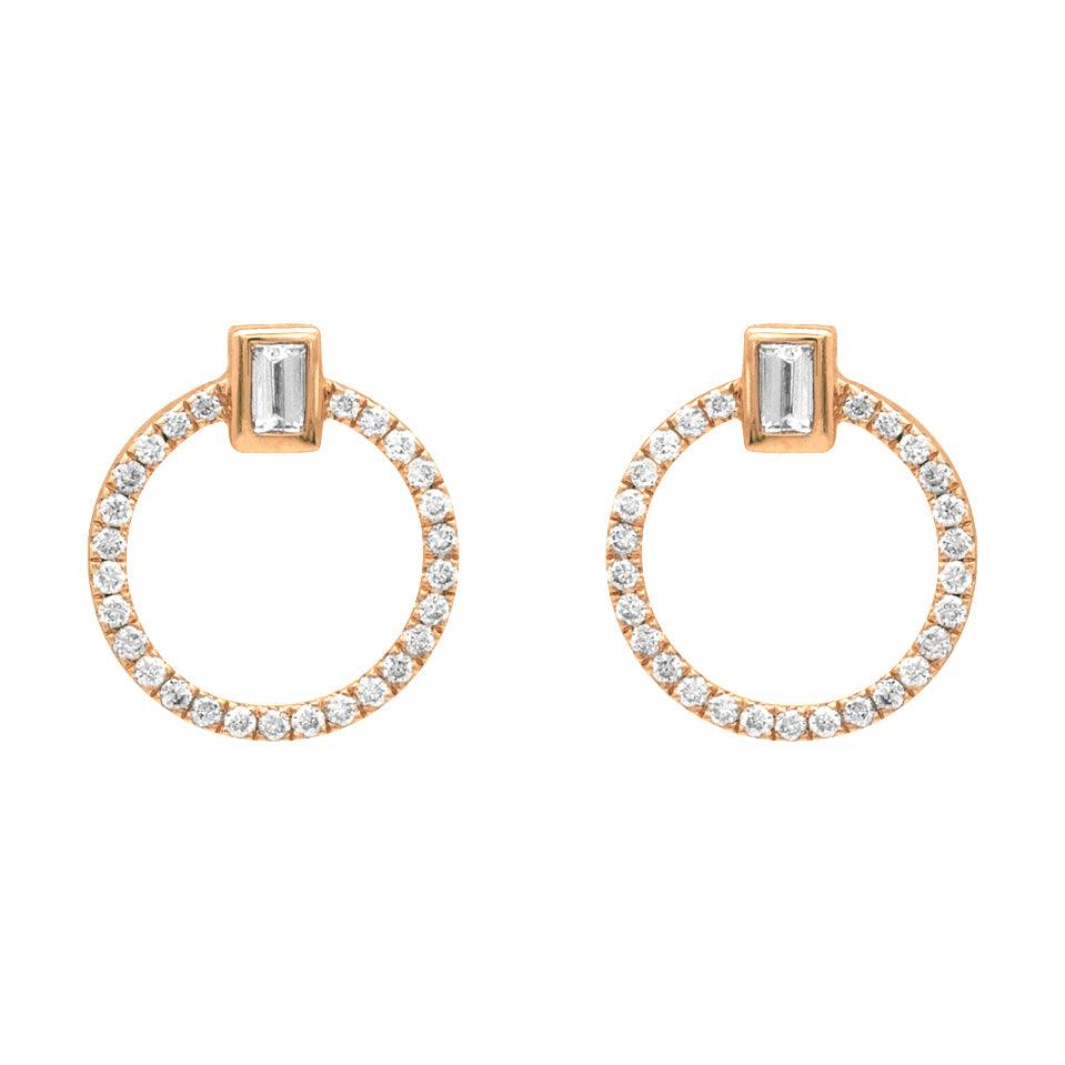 14k Gold Diamond Circle Earrings - Aureli Jewelry