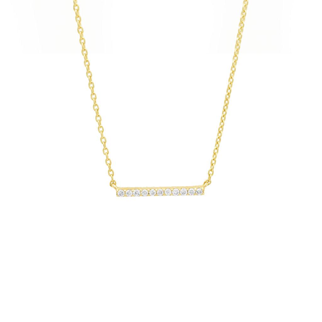 14k Gold Diamond Bar Necklace - Aureli Jewelry