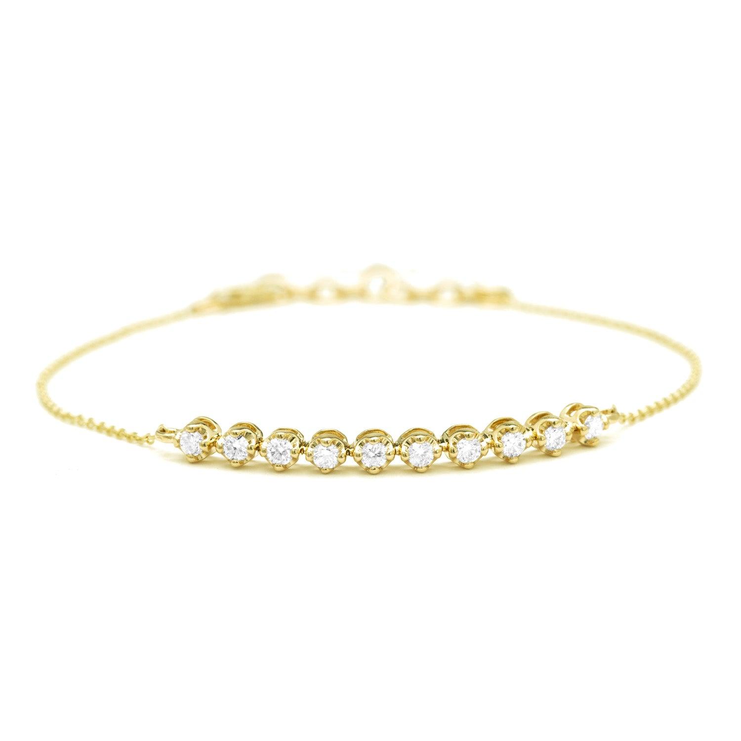 14k Gold Ten Diamonds Bracelet - Aureli Jewelry