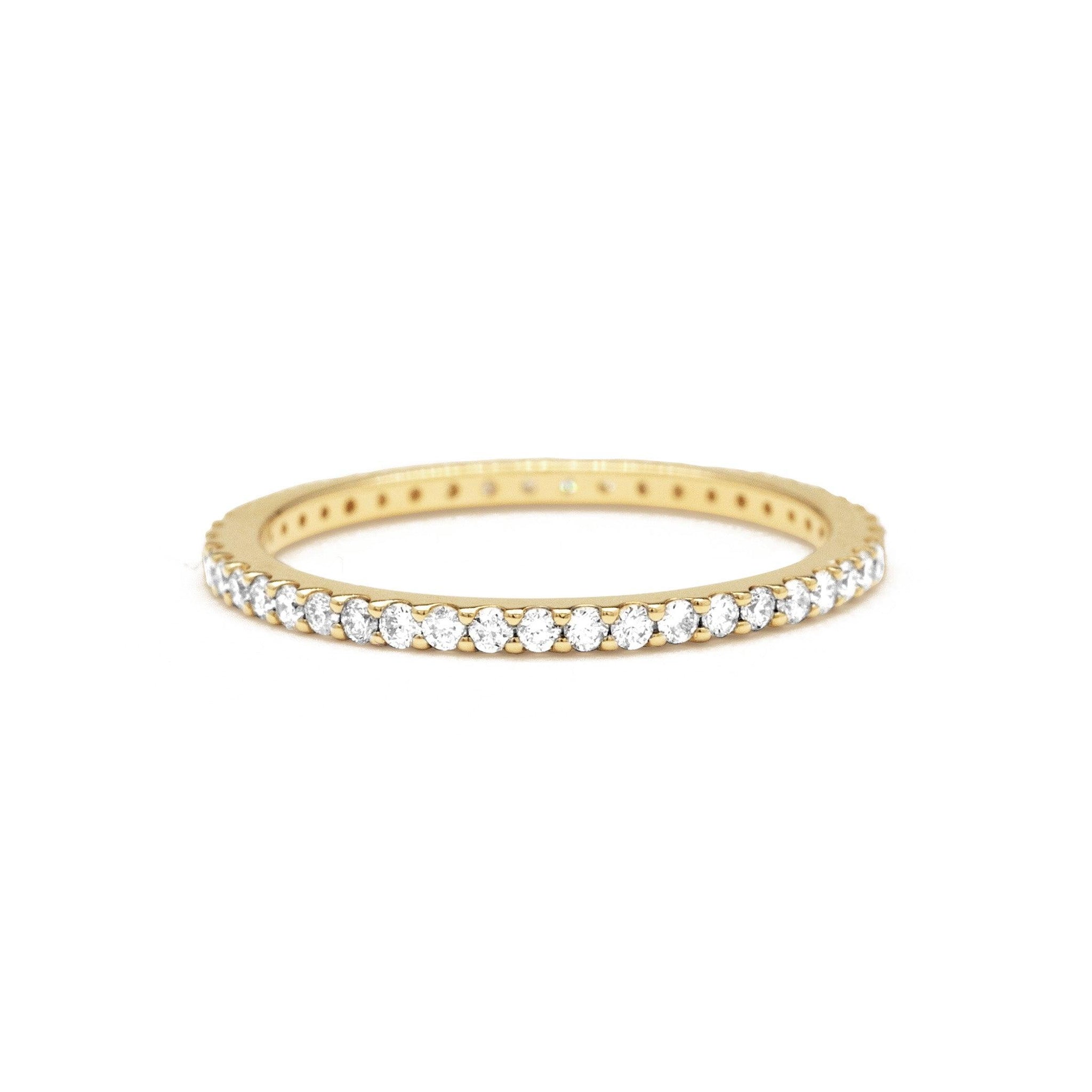14k Gold Eternity Pave Diamond Ring - Aureli Jewelry