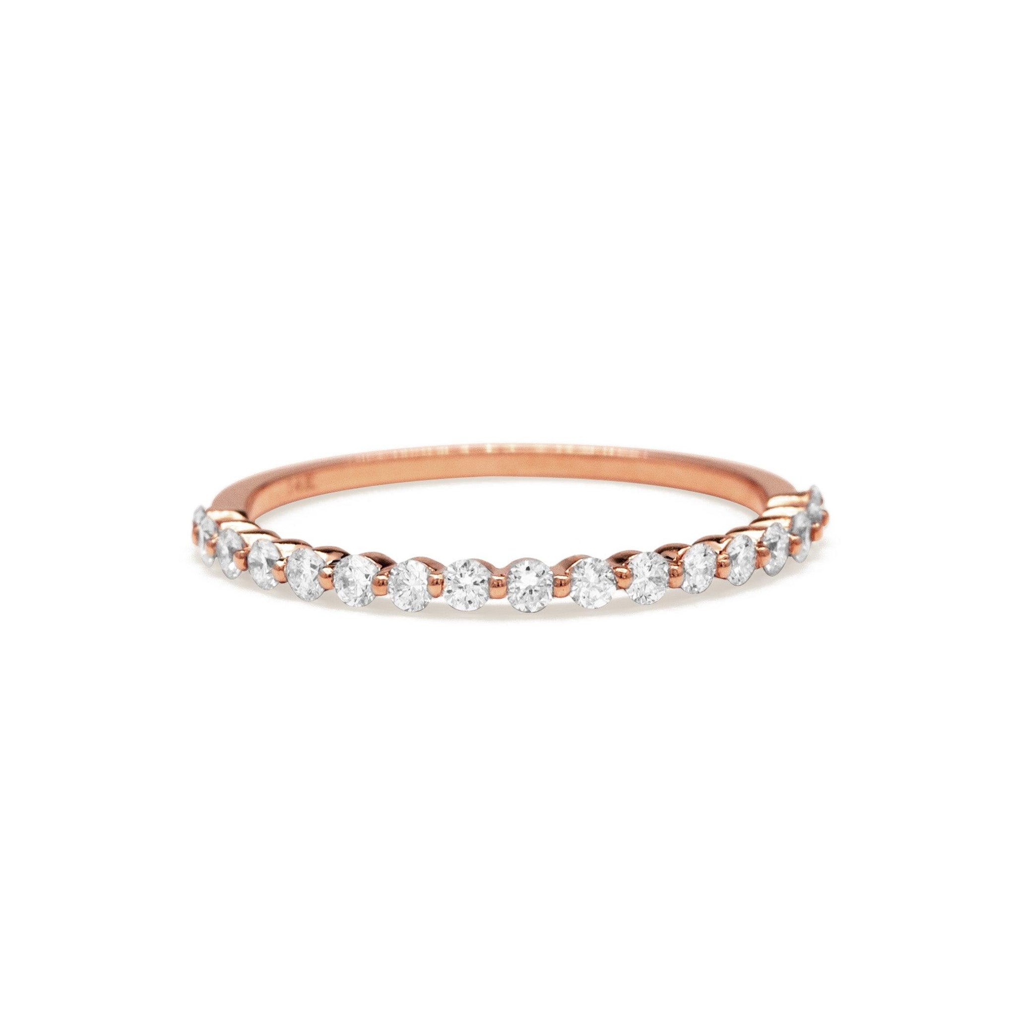 14k Gold Shared Diamond Prong Ring - Aureli Jewelry