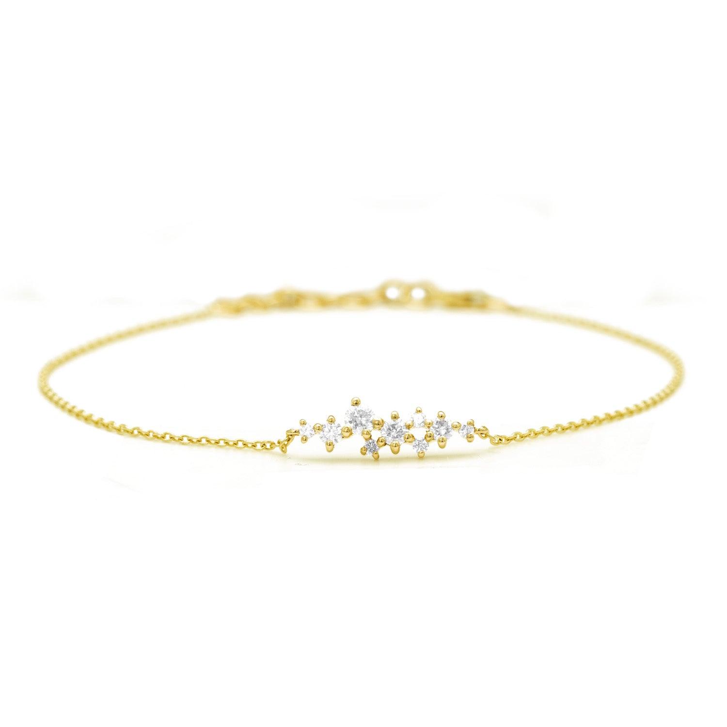 14k Gold Diamond Cluster Bracelet - Aureli Jewelry