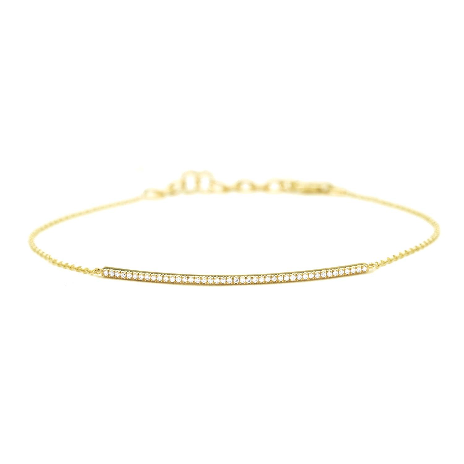 14k Gold Diamond Bar Bracelet - Aureli Jewelry