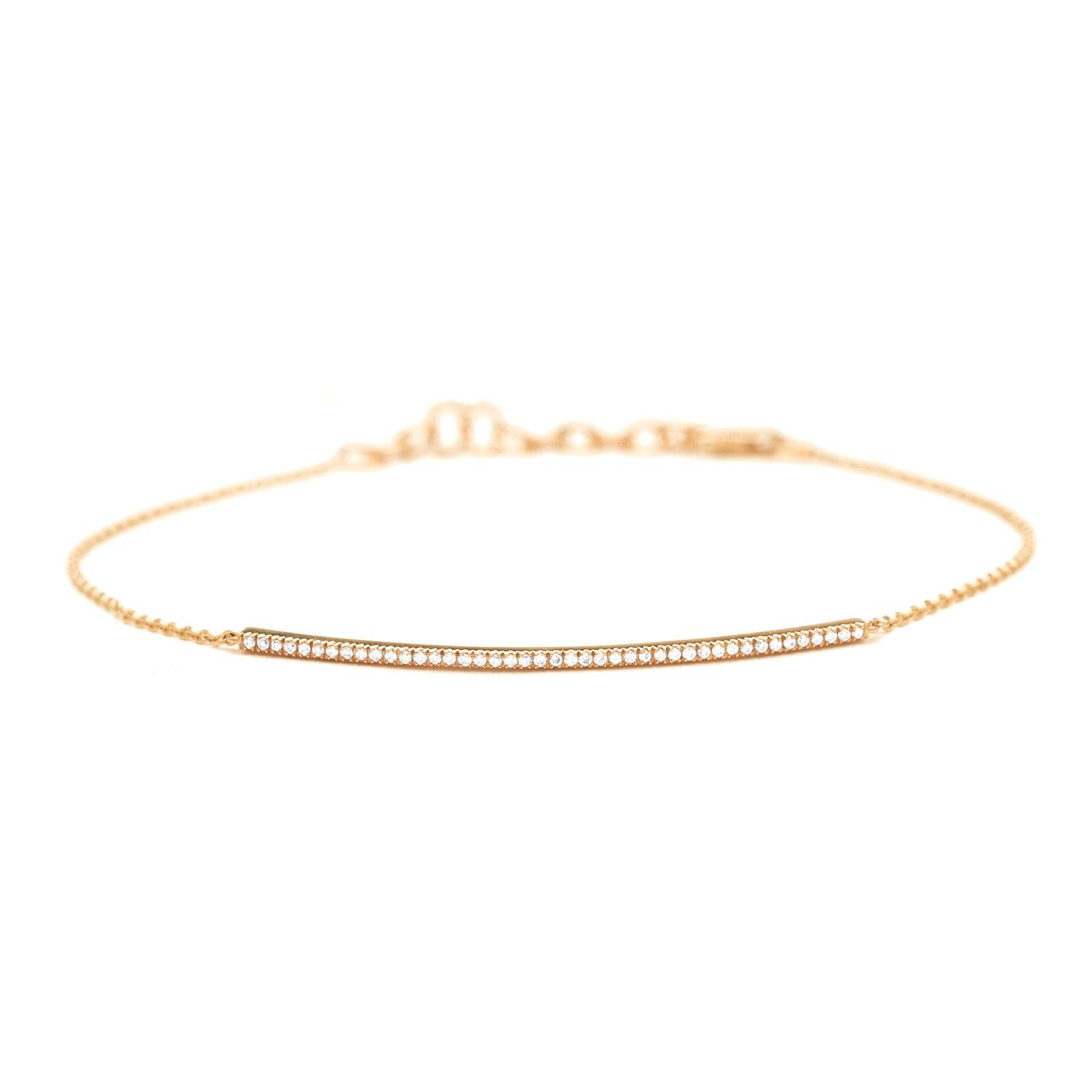 14k Gold Diamond Bar Bracelet - Aureli Jewelry