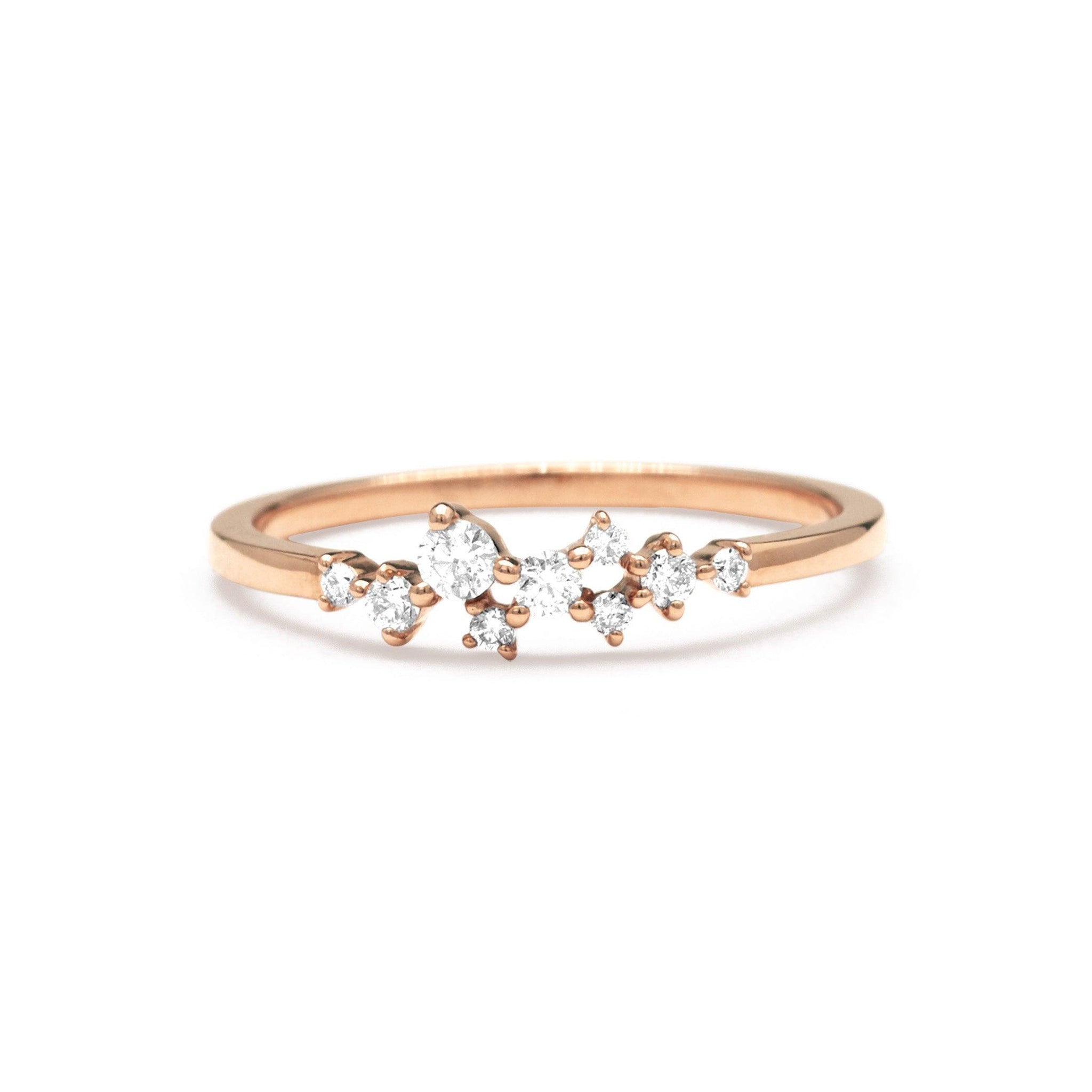 14k Gold Cluster Diamond Ring - Aureli Jewelry