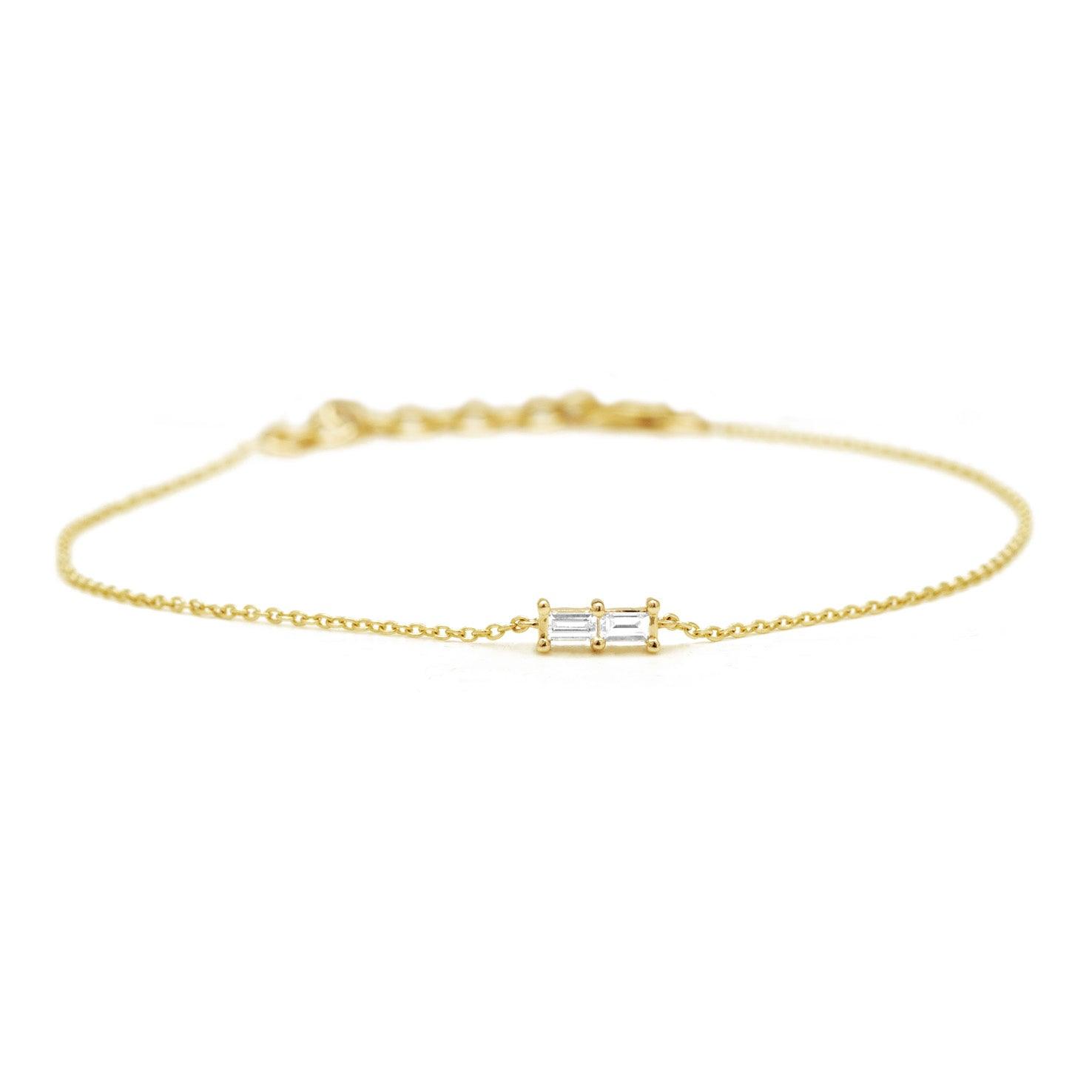14k Gold Baguette Bracelet - Aureli Jewelry