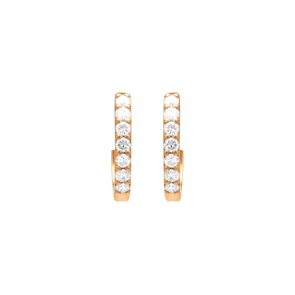 14k Gold Slim Pave Diamond Huggies - Aureli Jewelry