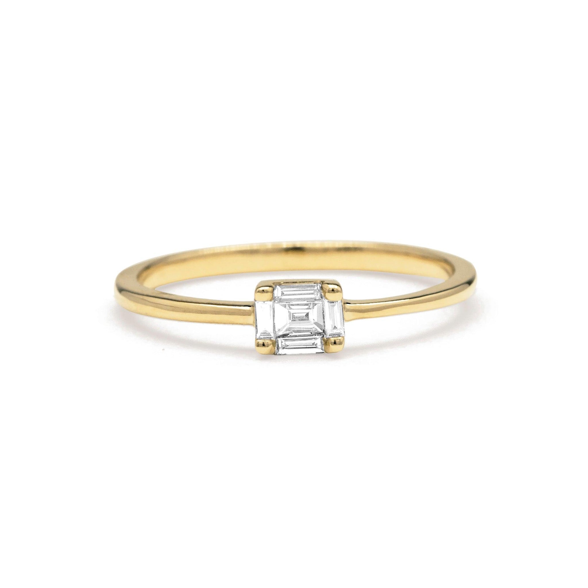 14k Gold Feature Baguette Diamond Ring - Aureli Jewelry