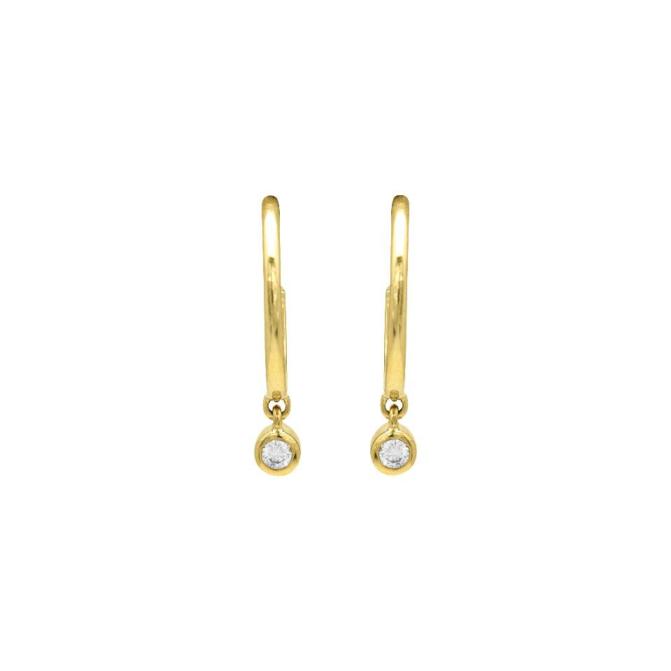 14k Gold Diamond Drop Huggies - Aureli Jewelry