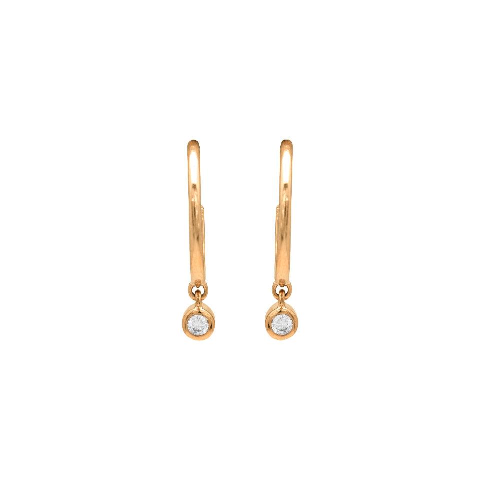 14k Gold Diamond Drop Huggies - Aureli Jewelry