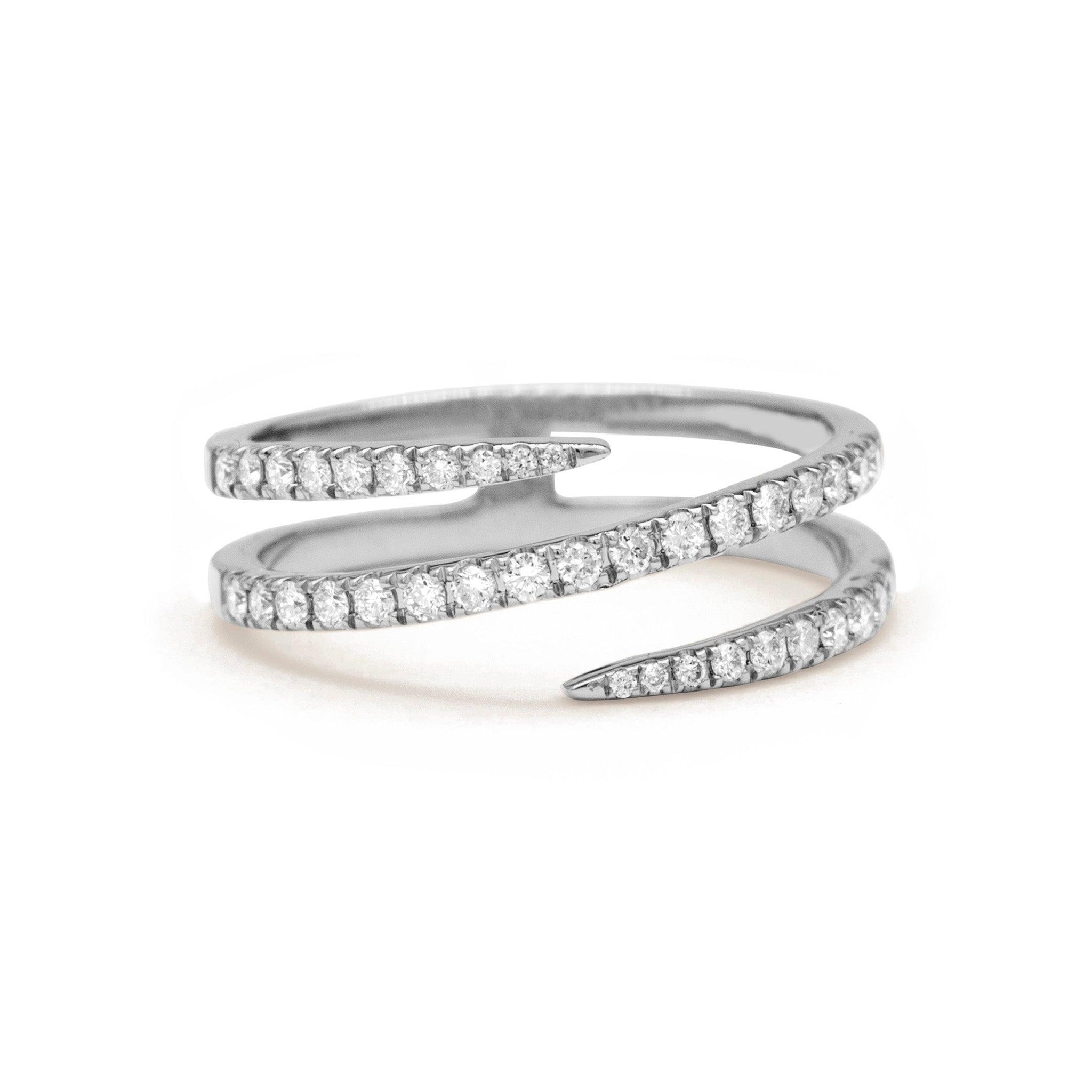 14k Gold Spiral Diamond Ring - Aureli Jewelry