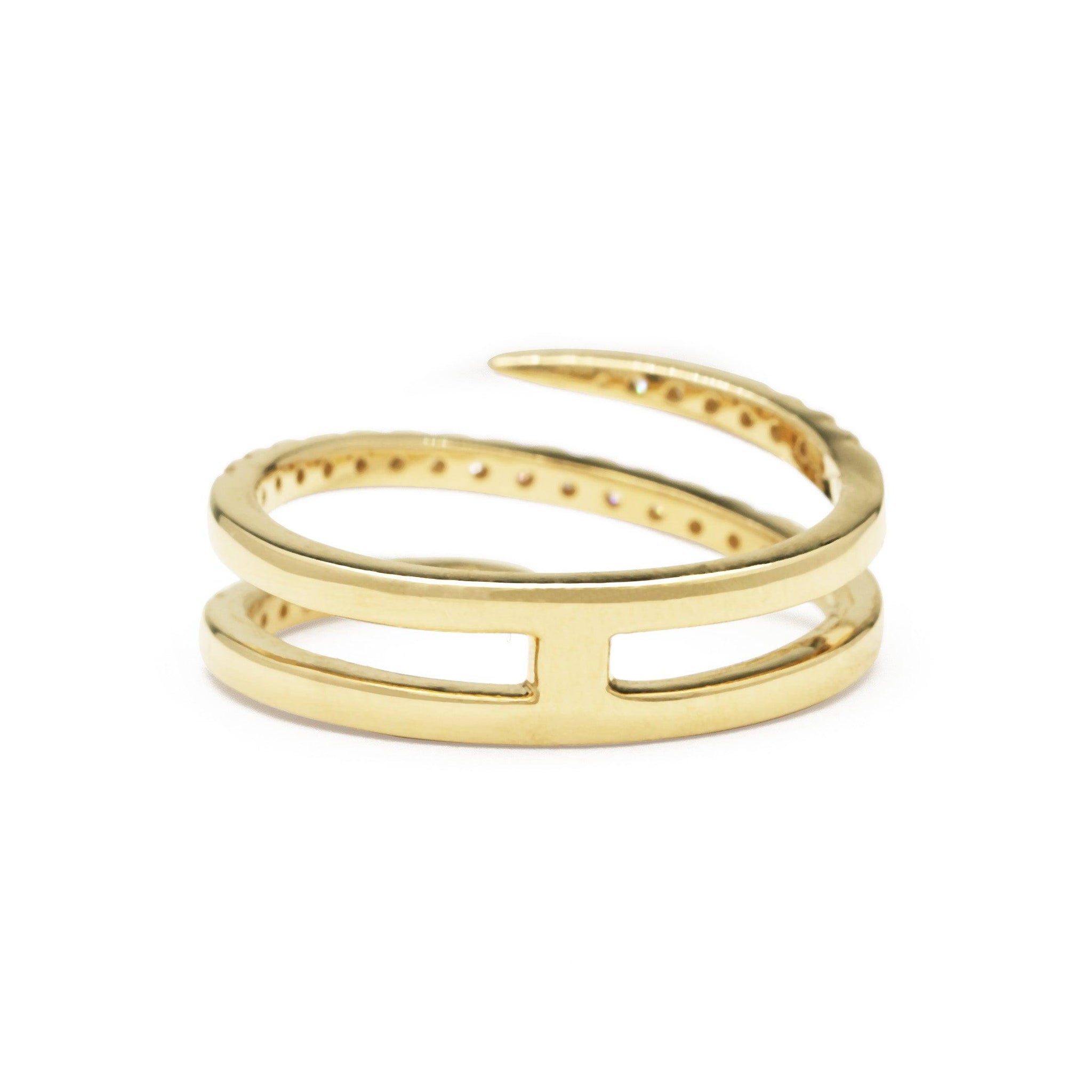 14k Gold Spiral Diamond Ring - Aureli Jewelry