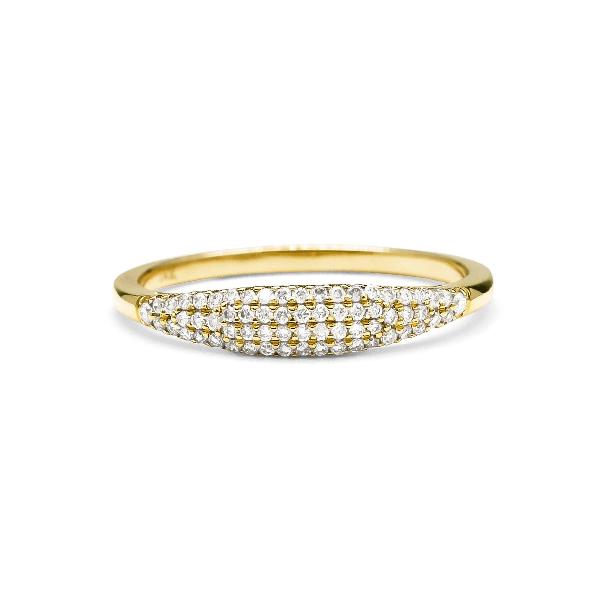 14k Gold Diamond Pave Ring - Aureli Jewelry