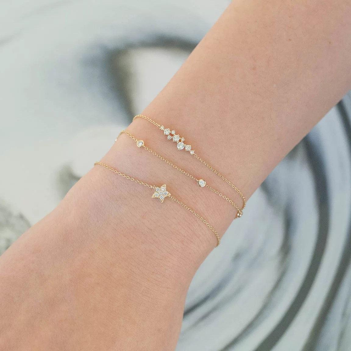 14k Gold Diamond Cluster Bracelet - Aureli Jewelry