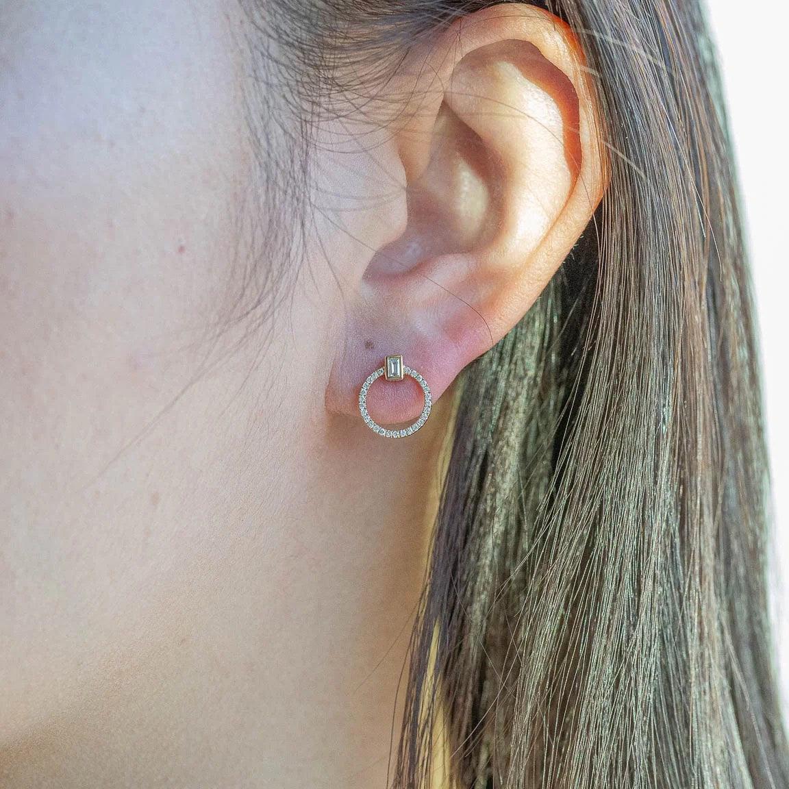 14k Gold Diamond Circle Earrings - Aureli Jewelry