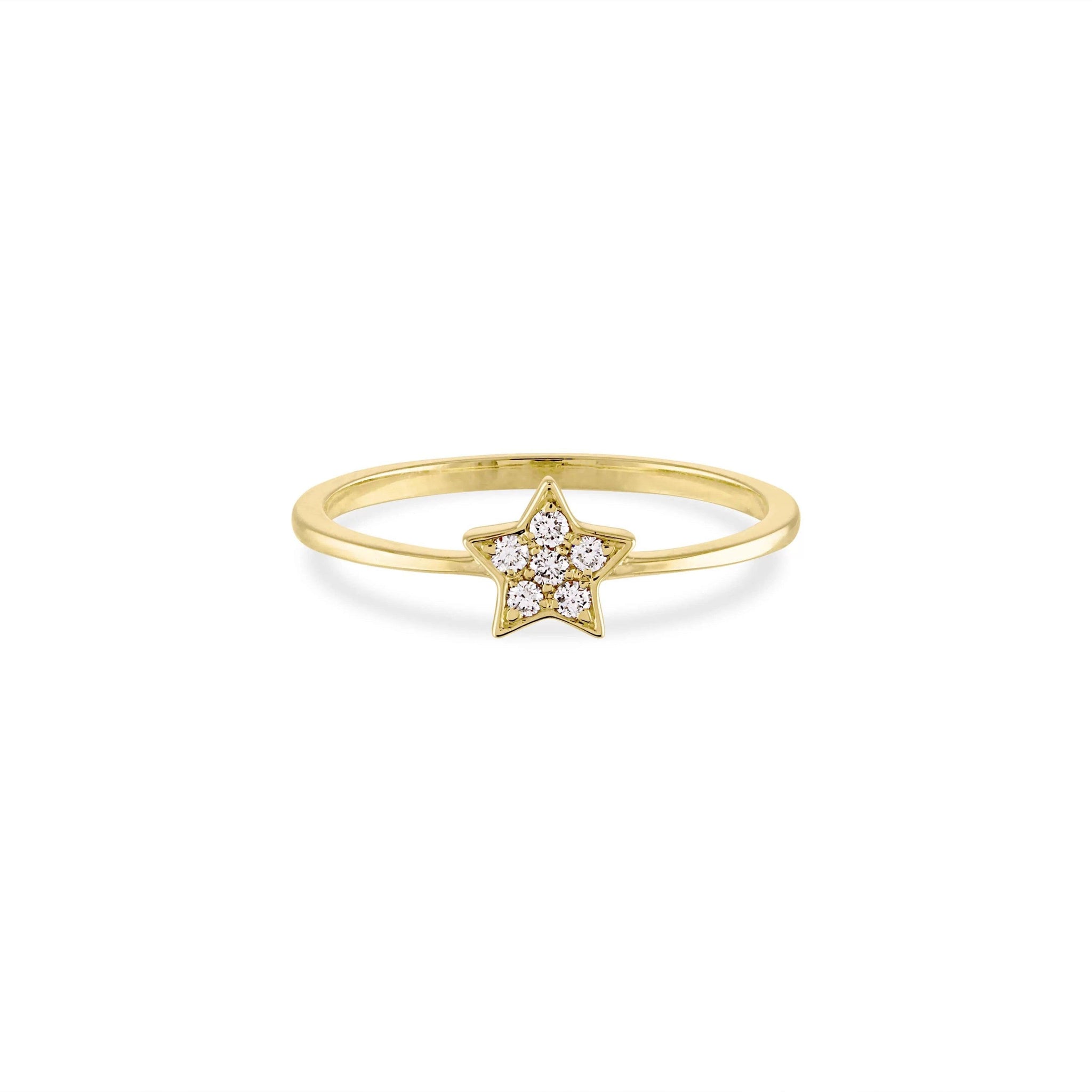 14k Gold Diamond Star Ring - Aureli Jewelry