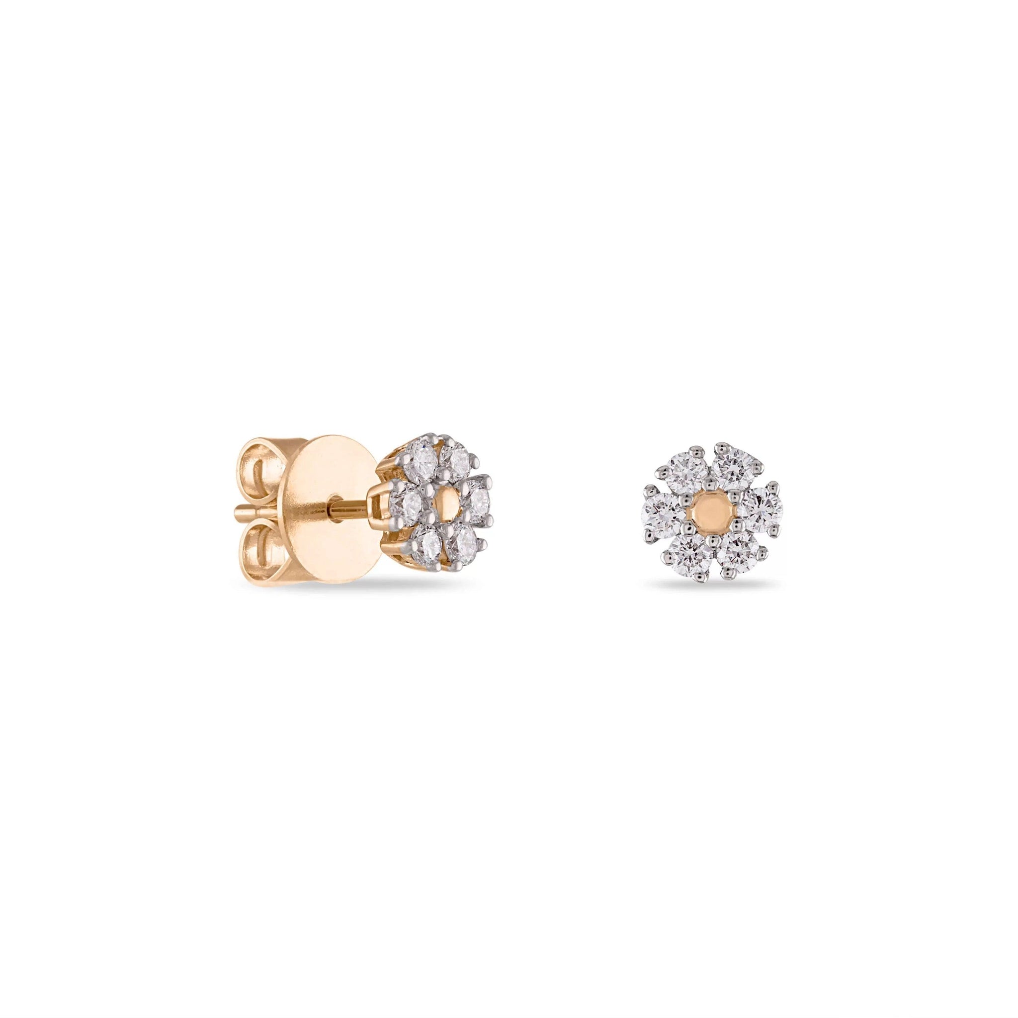 14k Gold Diamond Flower Stud Earring - Aureli Jewelry