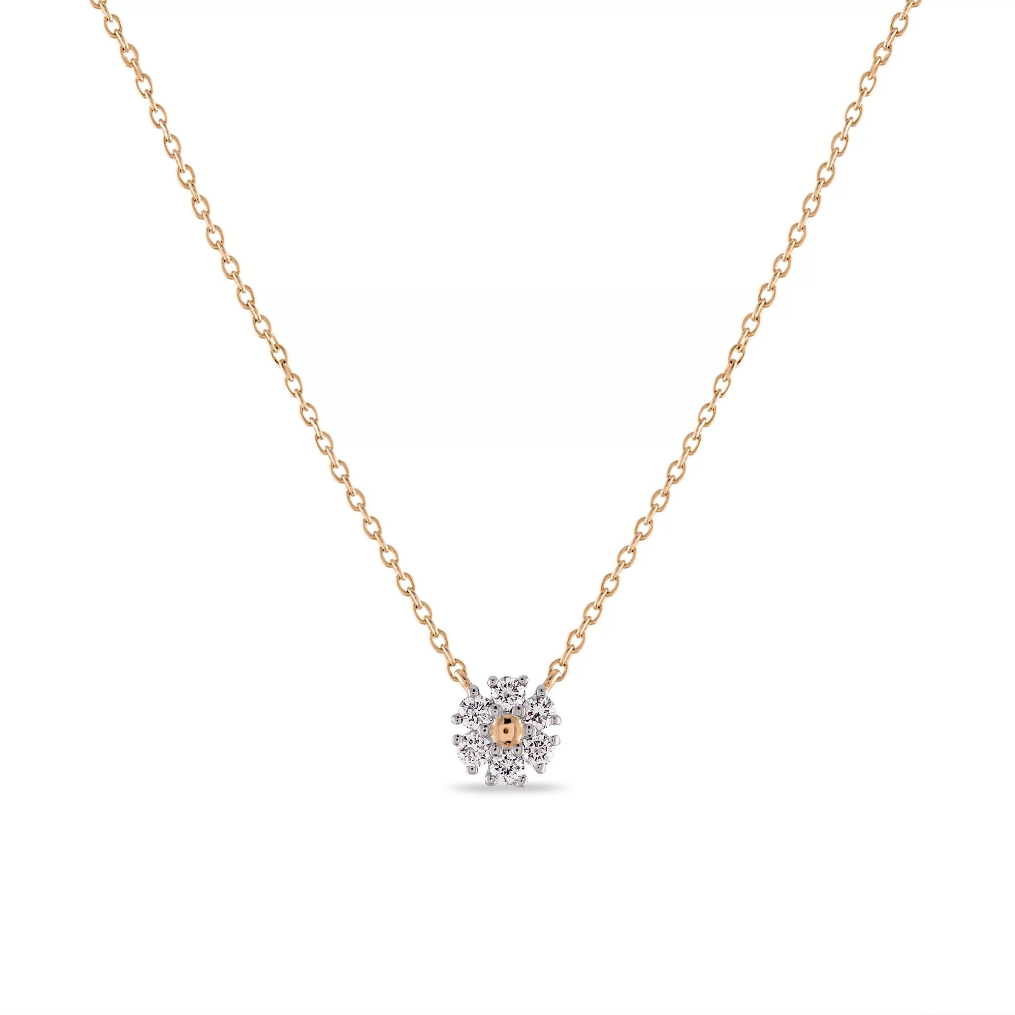 14k Gold Diamond Flower Necklace - Aureli Jewelry