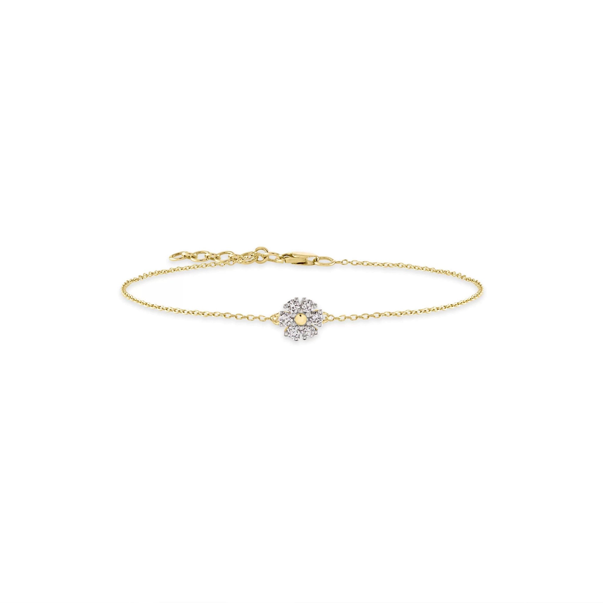 14k Gold Diamond Flower Bracelet - Aureli Jewelry