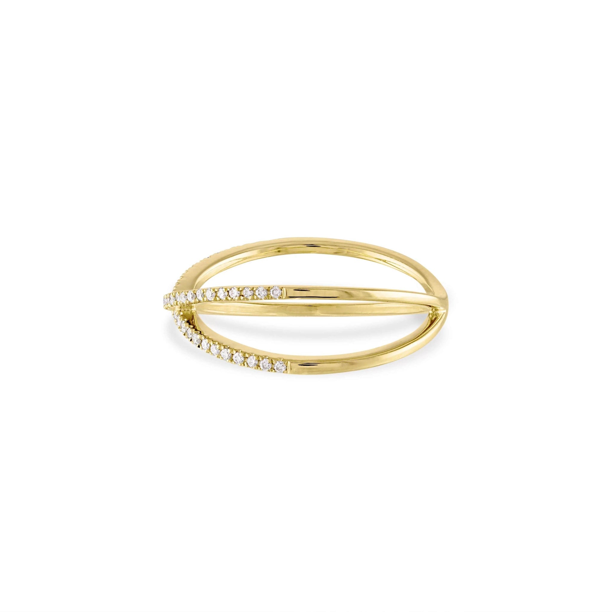 14k Gold Diamond Pave X Ring - Aureli Jewelry