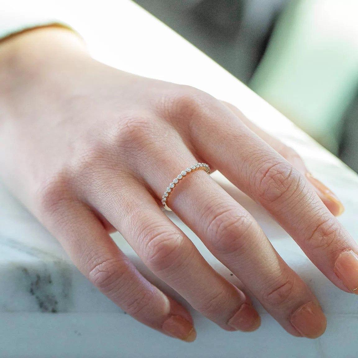 14k Gold Shared Diamond Prong Ring - Aureli Jewelry