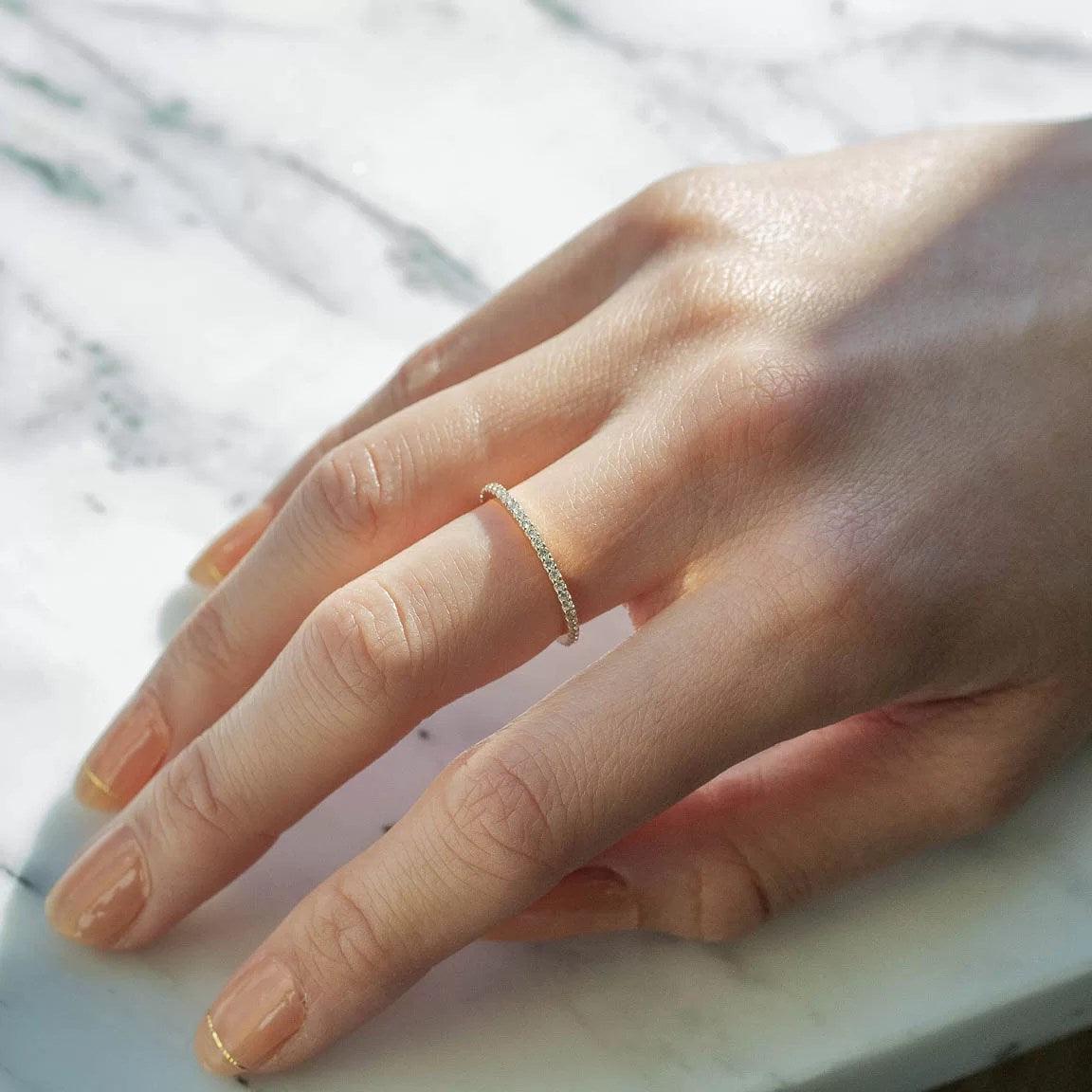 14k Gold Eternity Pave Diamond Ring - Aureli Jewelry